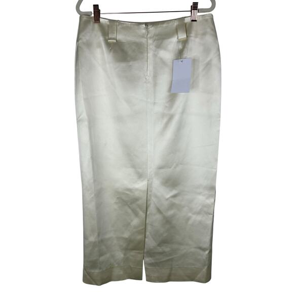 Helsa Heavy Satin Column Midi Skirt Minimalist Chic Elegant Evening Bone Size XL - Picture 7 of 12
